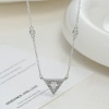 A golden full-diamond triangular geometric necklace with a diamond-encrusted pendant, a light luxury collarbone chain necklace for women Item Picture